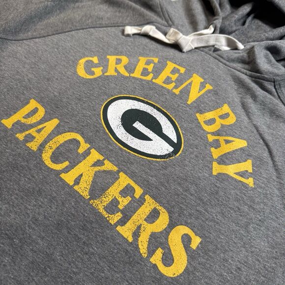 Green Bay Packers Fleece Hoodie Men’s XL Gray Spellout Logo NFL Team Apparel New - Picture 2 of 10